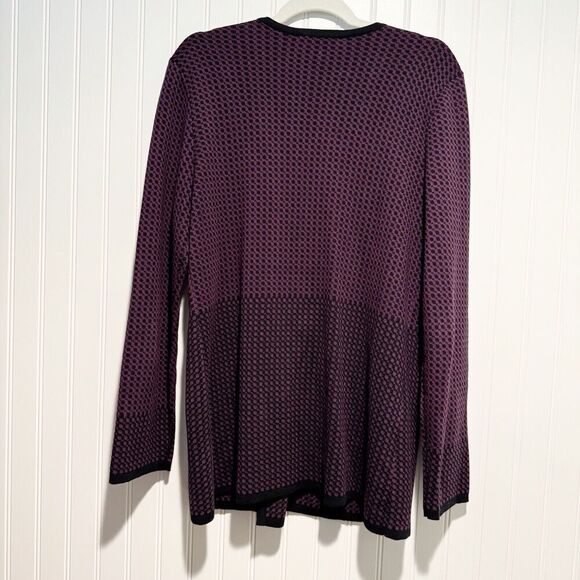 Pendleton Purple Black Houndstooth Cardigan Sweater Cotton Size Large - Picture 6 of 6
